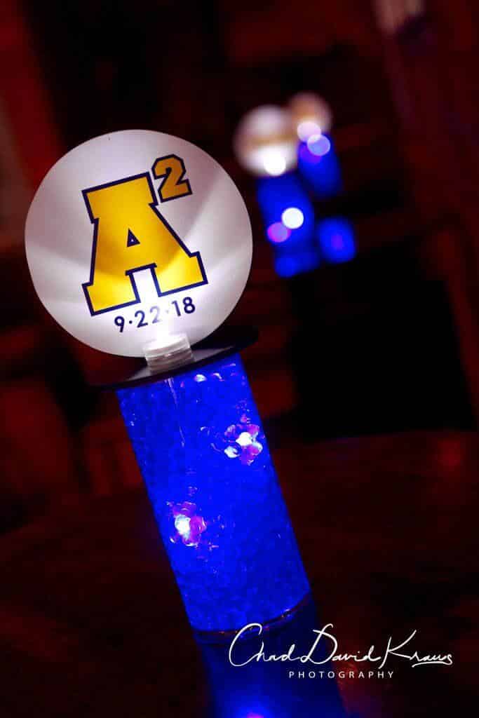 Michigan Themed Lounge Centerpiece with Custom Logo and LED Lights