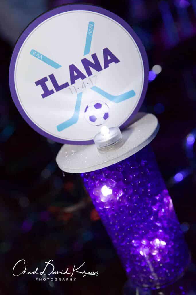 Mini LED Lounge Centerpiece for Hockey and Soccer Themed Bat Mitzvah