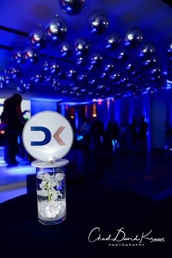 Mini LED Lounge Centerpiece with Orchid and Custom Logo