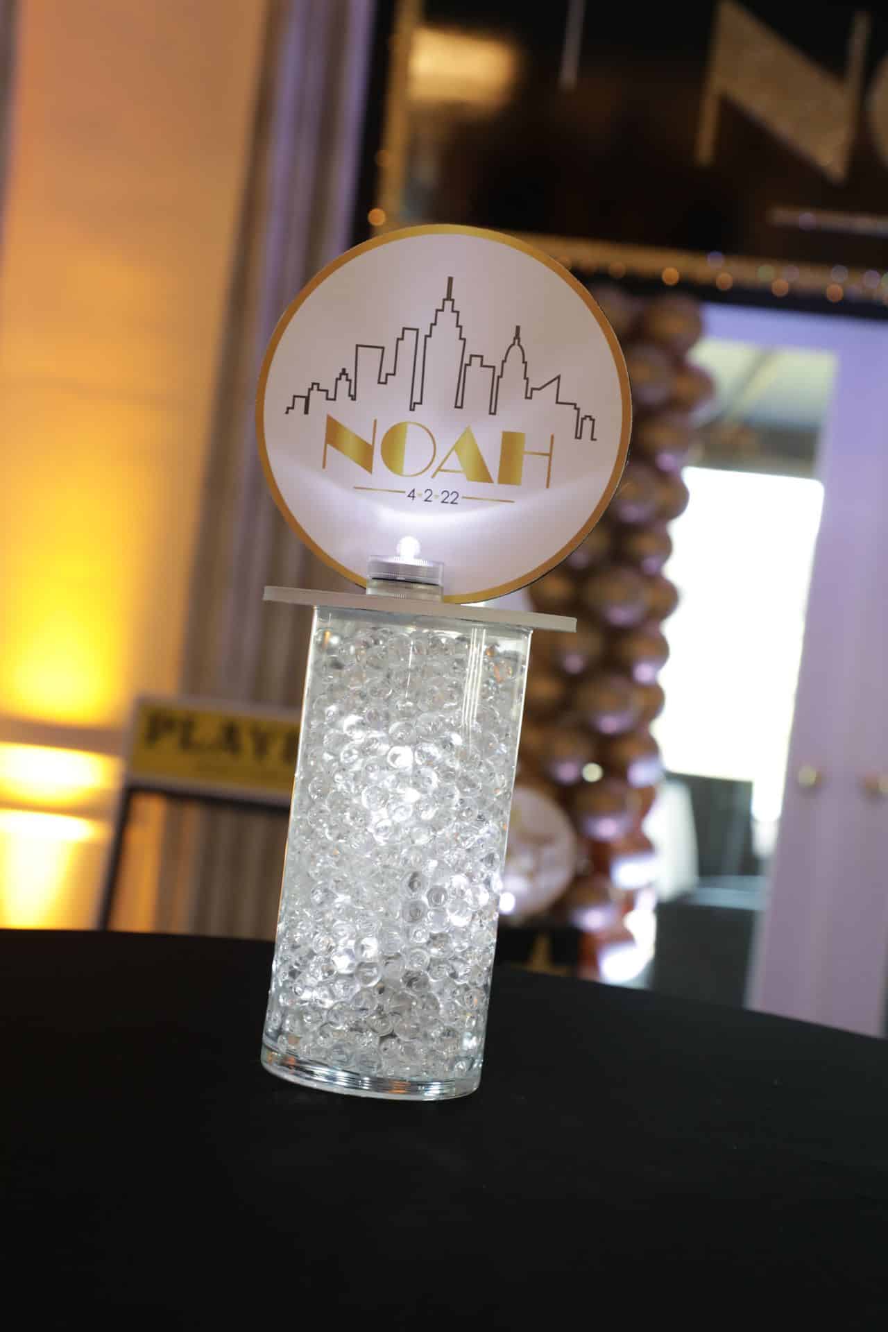 Broadway Lounge Centerpiece with Custom NYC Logo