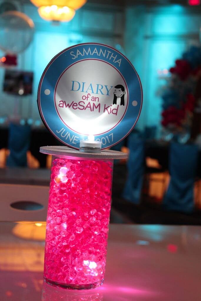 Mini Vase with LED Gems and Logo Topper for Hightop Table