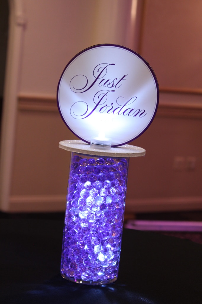 Mini Vase with LED Gems and Logo Topper for Hightop Table