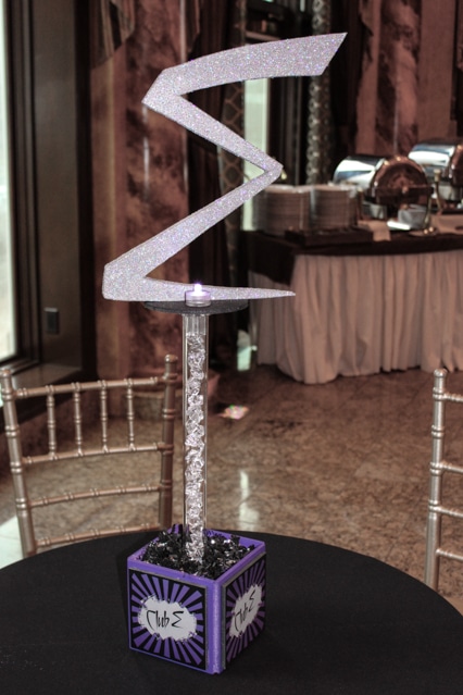 Mini Photo Cube with Sparkled E on Pedestal Centerpiece