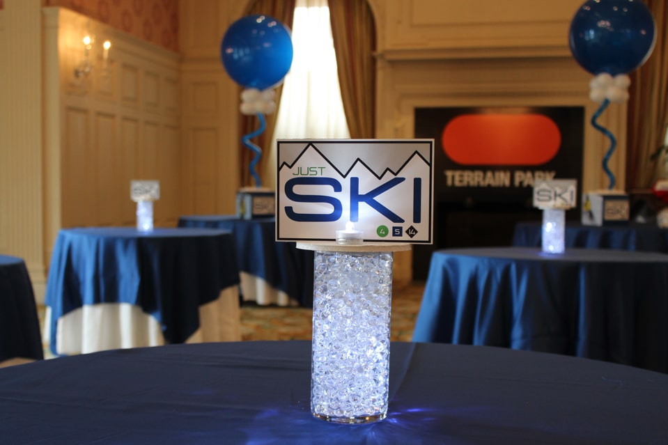 Ski Themed Centerpiece with Custom Logo and Lights