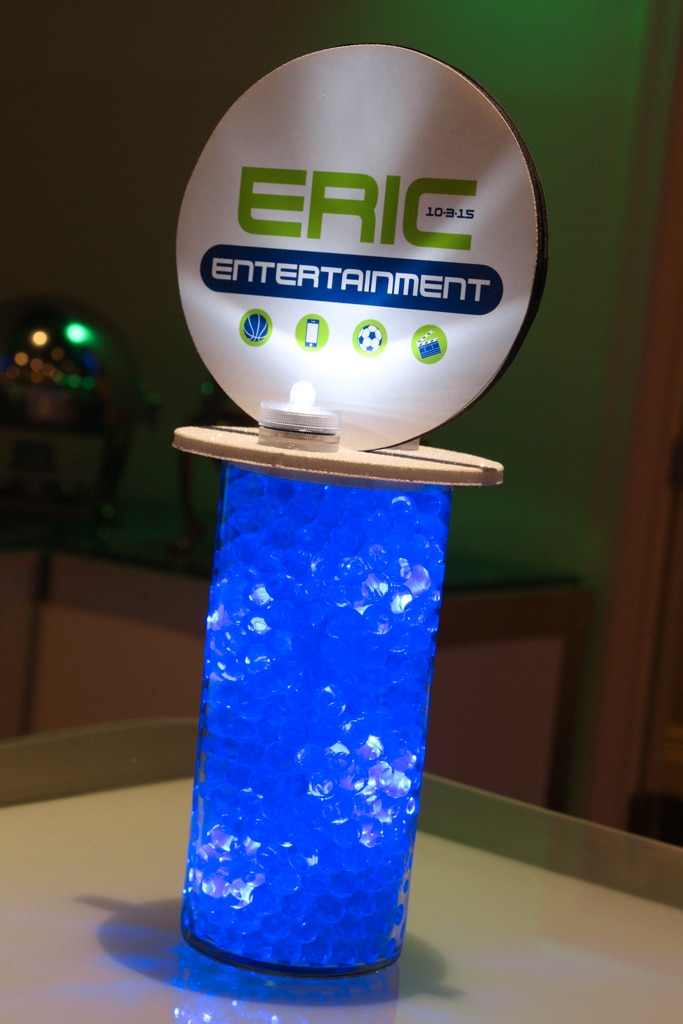 Mini Vase with LED Gems and Logo Topper for Hightop Table