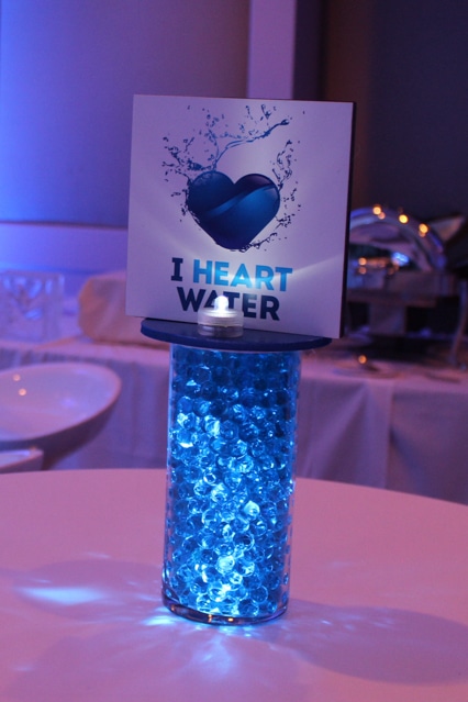 Hightop Lounge Centerpiece with LED Vases and Logo Toppers