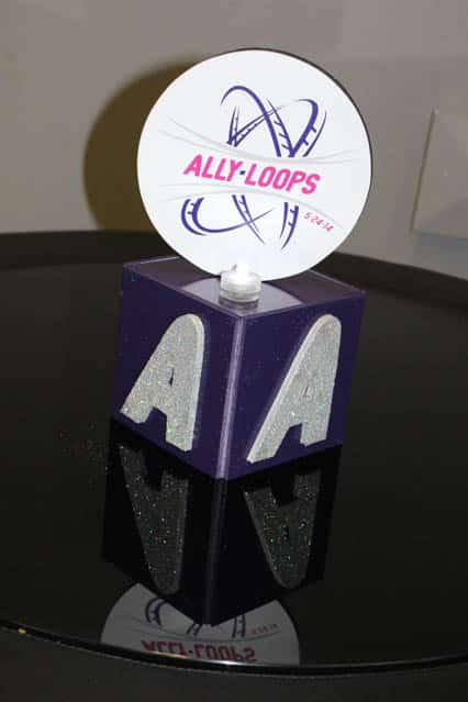 Mini Cube Centerpiece with Sparkly Initial and Logo Topper