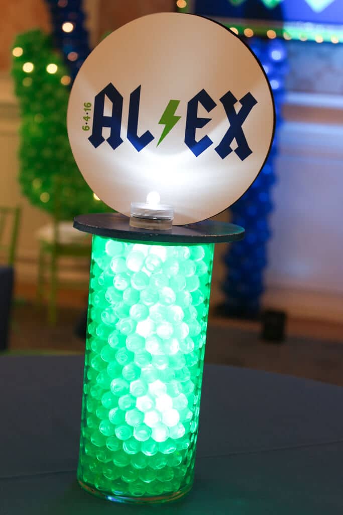 Mini Vase with LED Gems and Logo Topper for Hightop Table