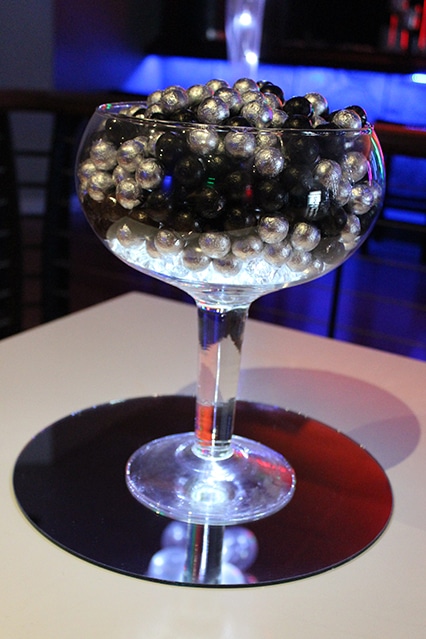 Chocolate Balls in Glass on Mirror Centerpiece