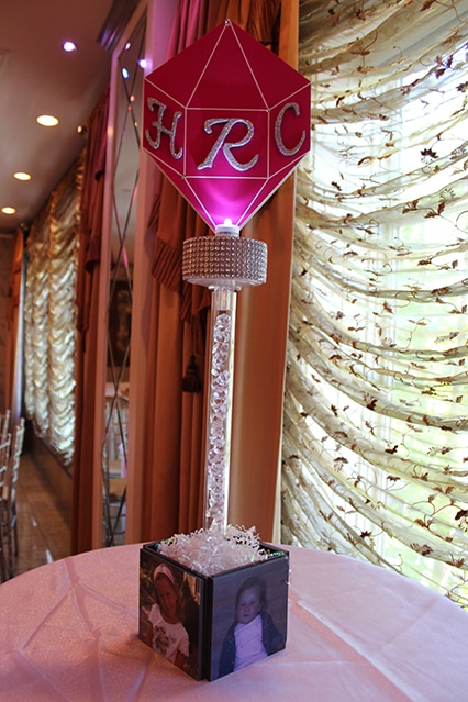 Mini Photo Cubes with Custom Cut Crystal Toppers Centerpiece