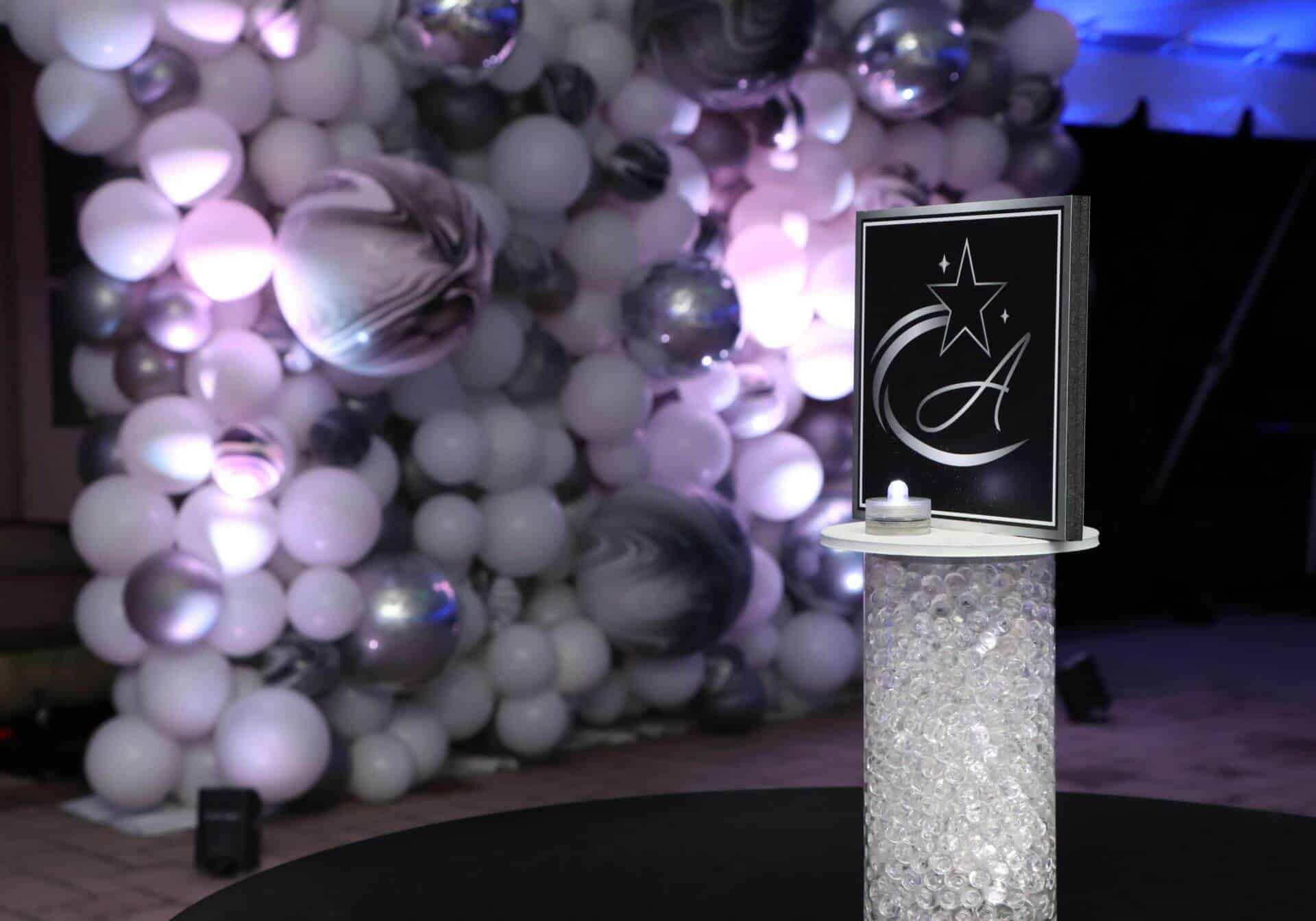 Custom Star Logo Lounge Centerpiece with Clear Gems