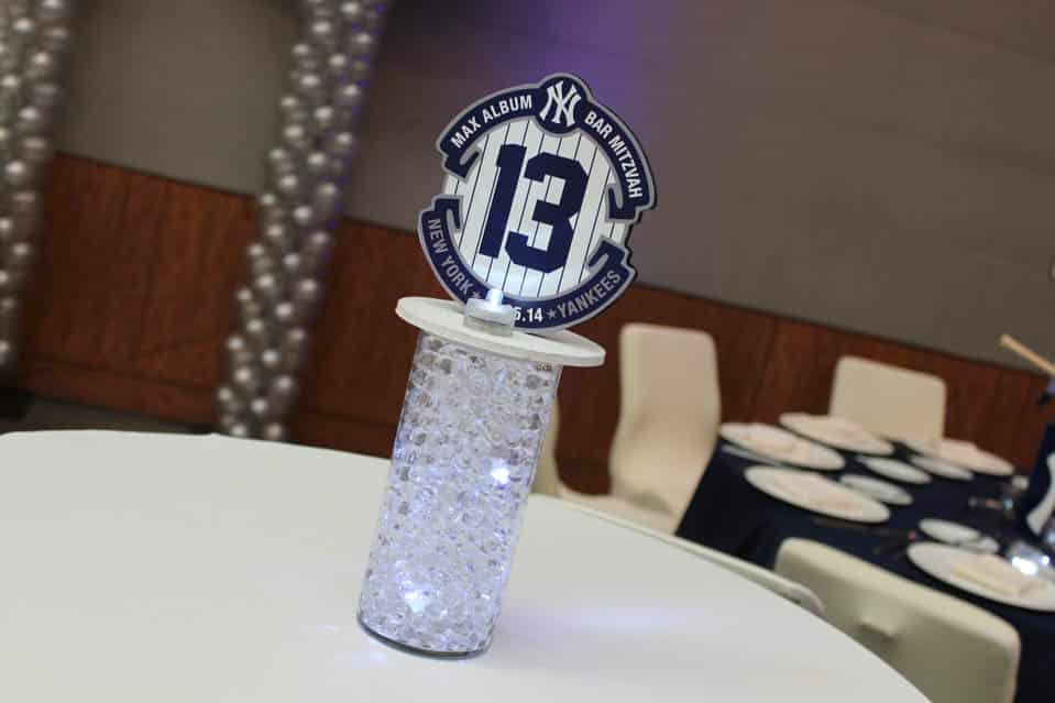 Custom Yankee Logo Centerpiece with LED Lights for Hightop Table