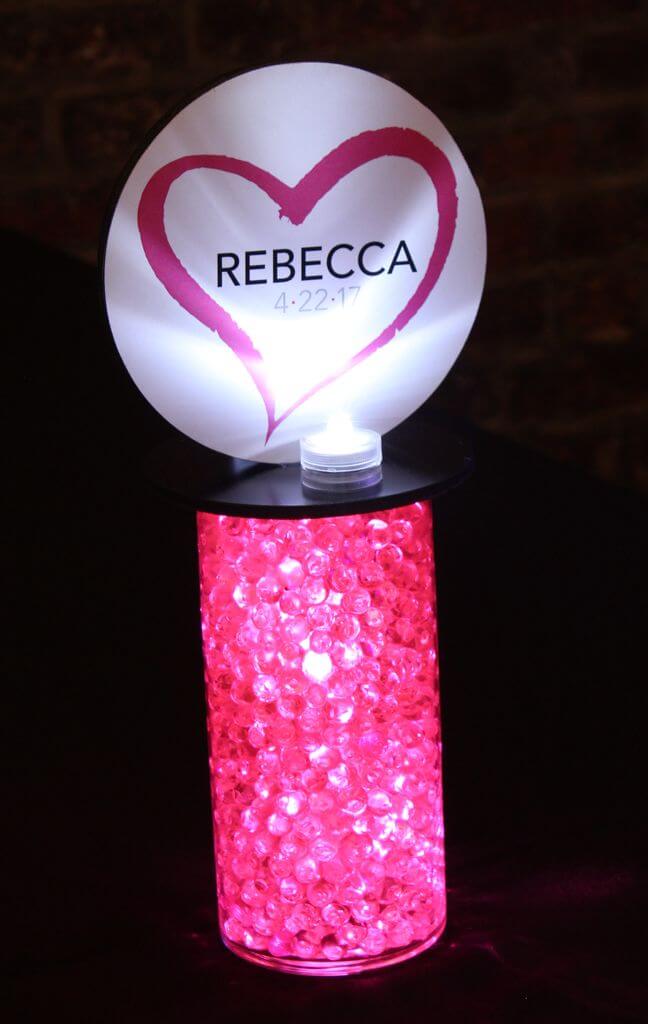 Mini Vase with LED Gems and Logo Topper for Hightop Table