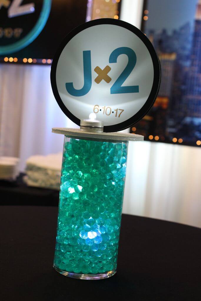 Mini Vase with LED Gems and Logo Topper for Hightop Table