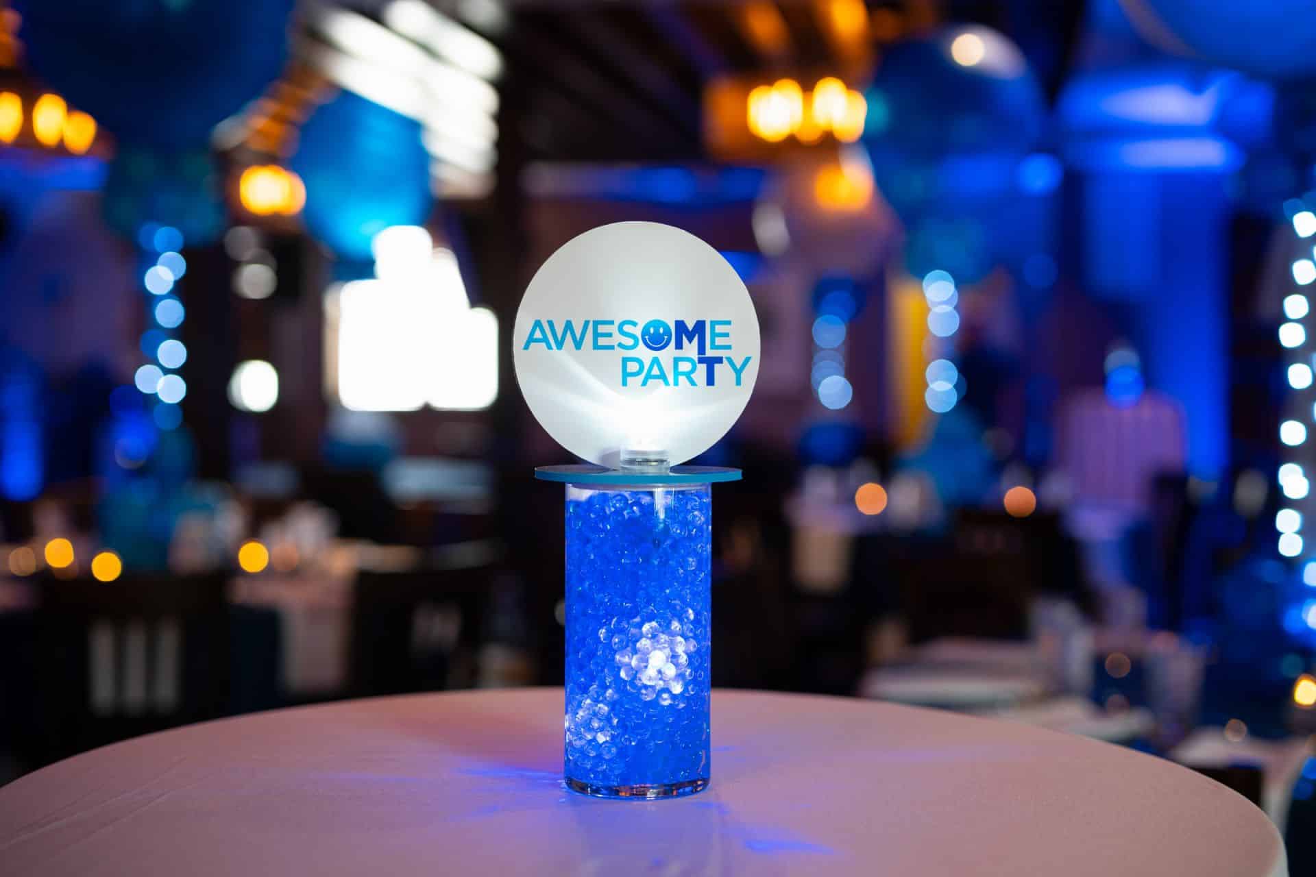 LED Lounge Centerpiece with Logo Topper at Park West Loft