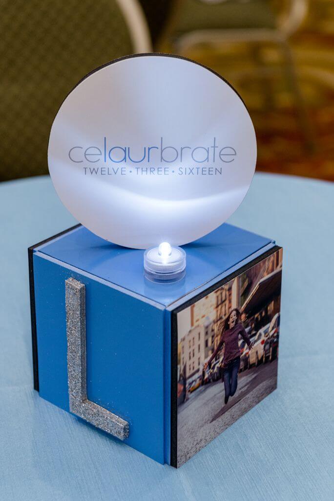 Mini Cube Lounge Centerpiece with Custom Logo and Photos
