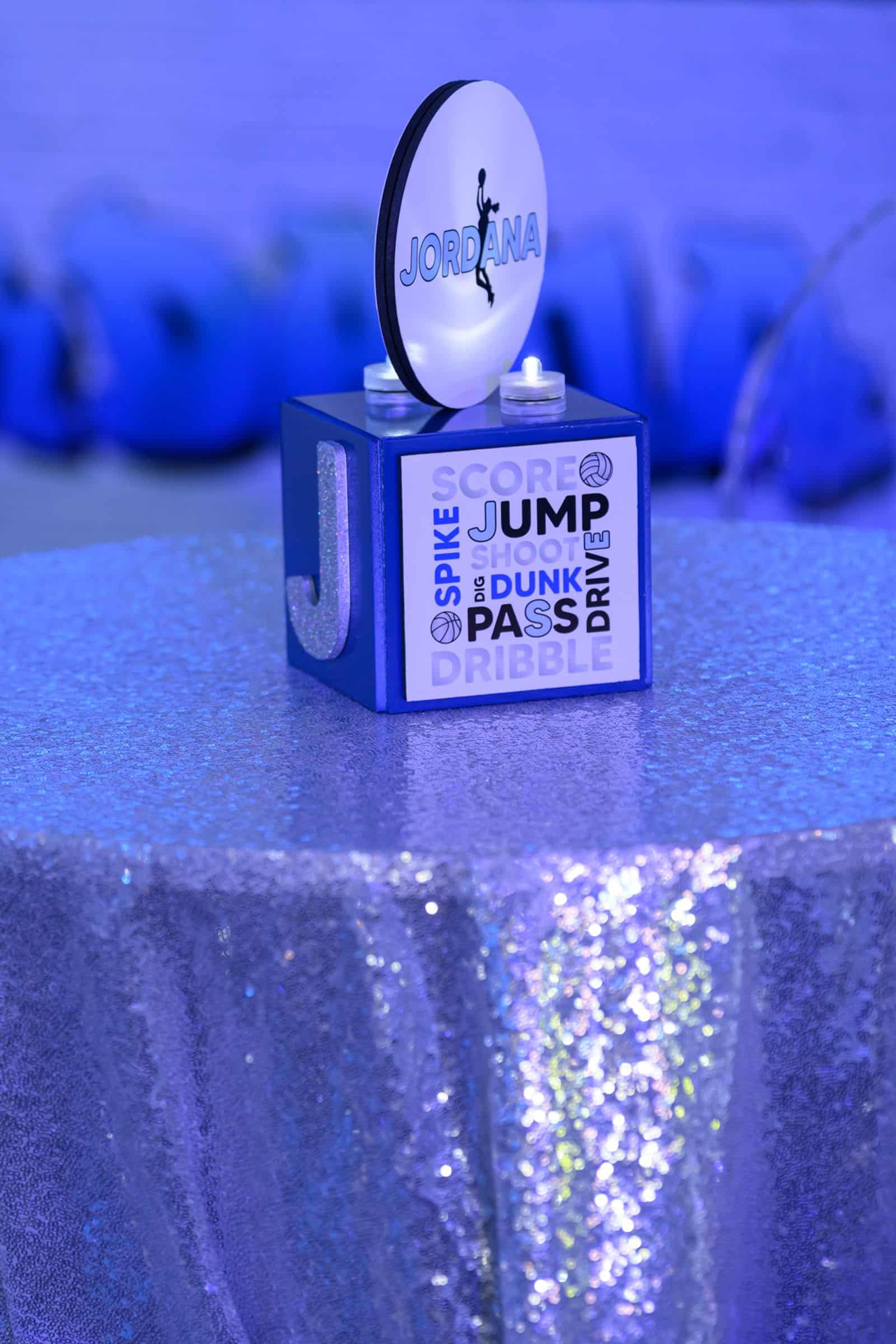 Mini Lounge Centerpiece with Custom Logo Topper and Logo Mini Cube