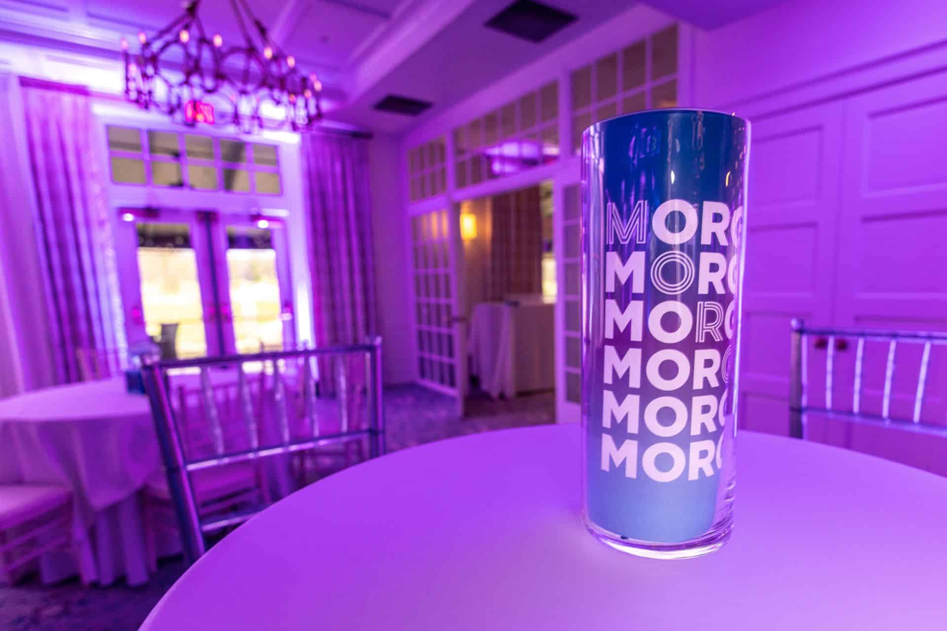 Ombre Lounge Logo Wrapped Cylinder Centerpiece