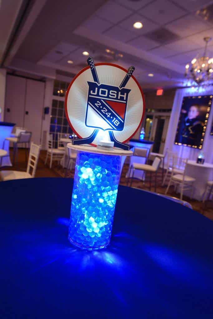 Rangers Themed Lounge Centerpiece with Custom Logo and LED Vase