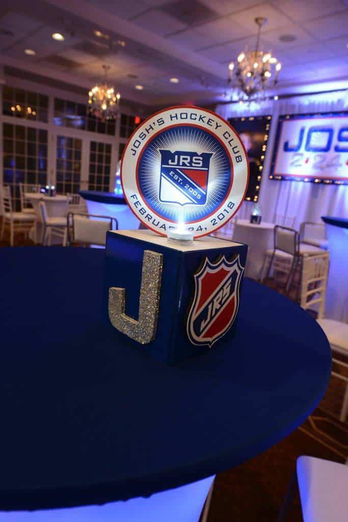 Rangers Themed Mini Cube Centerpiece with Custom Logo