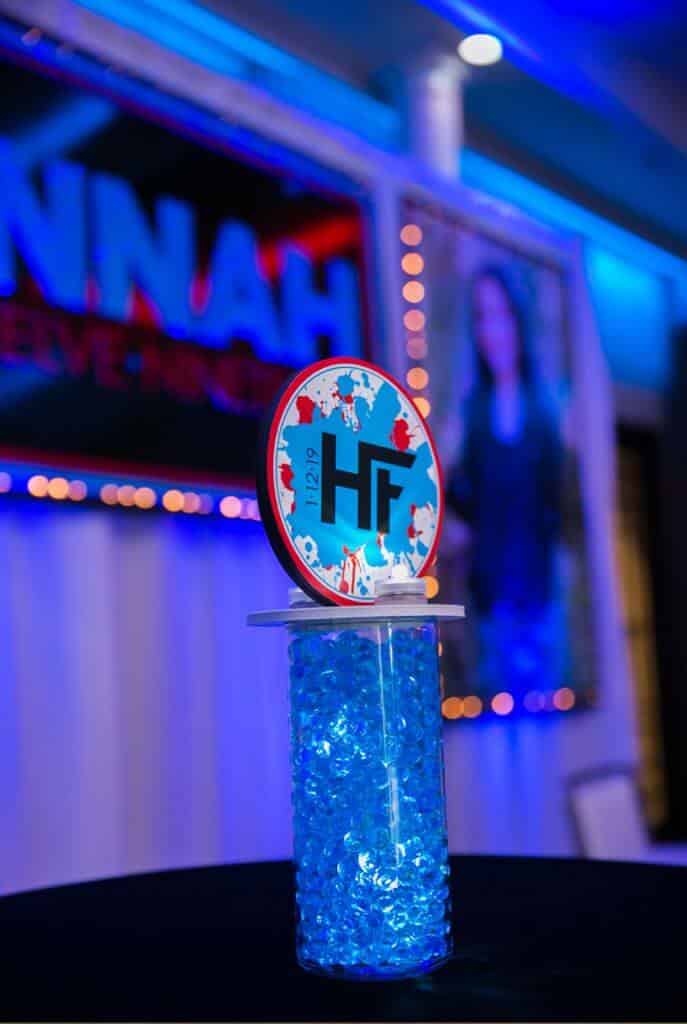 Splatter Paint Themed Logo Centerpiece with LED Lights