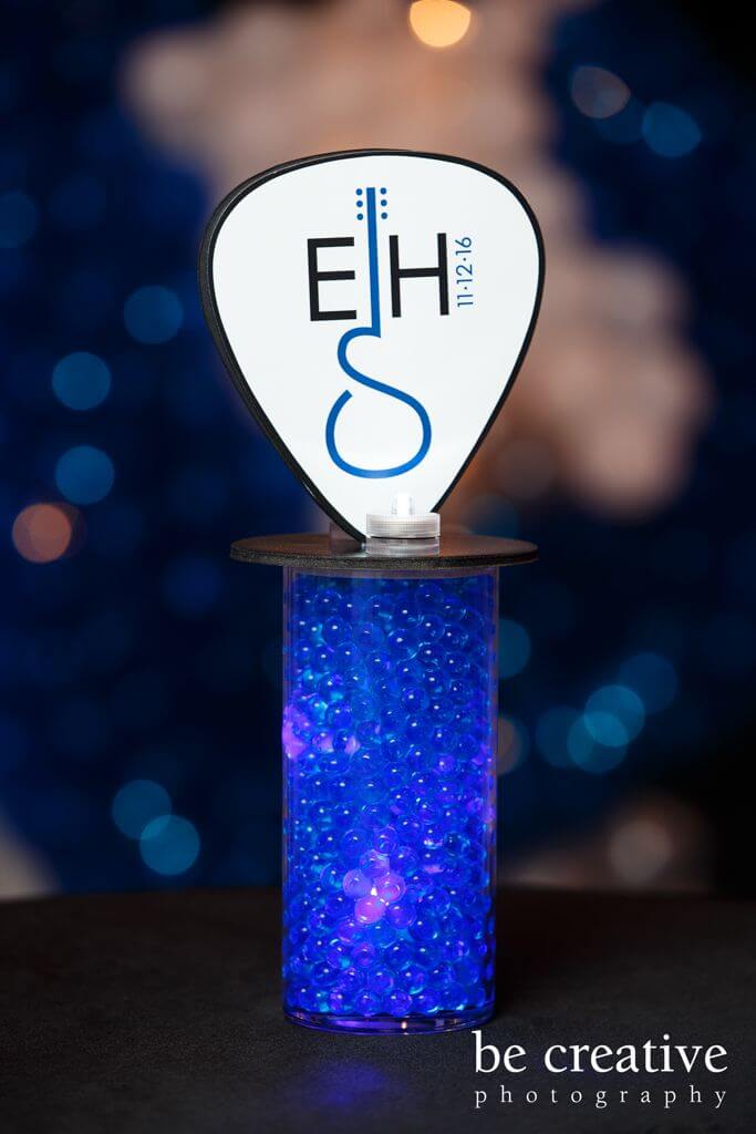 Music Themed Mini Centerpiece with LED Gems and Logo Topper