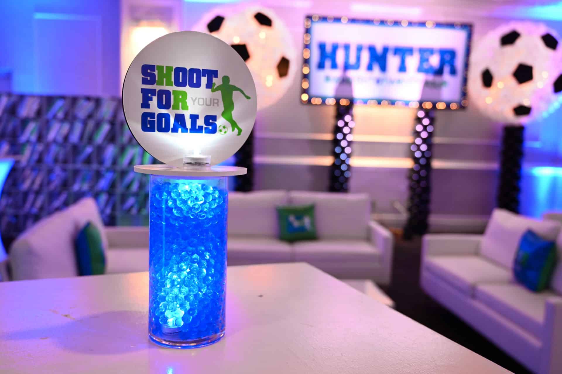 Soccer Mini Lounge Centerpiece with Logo Topper