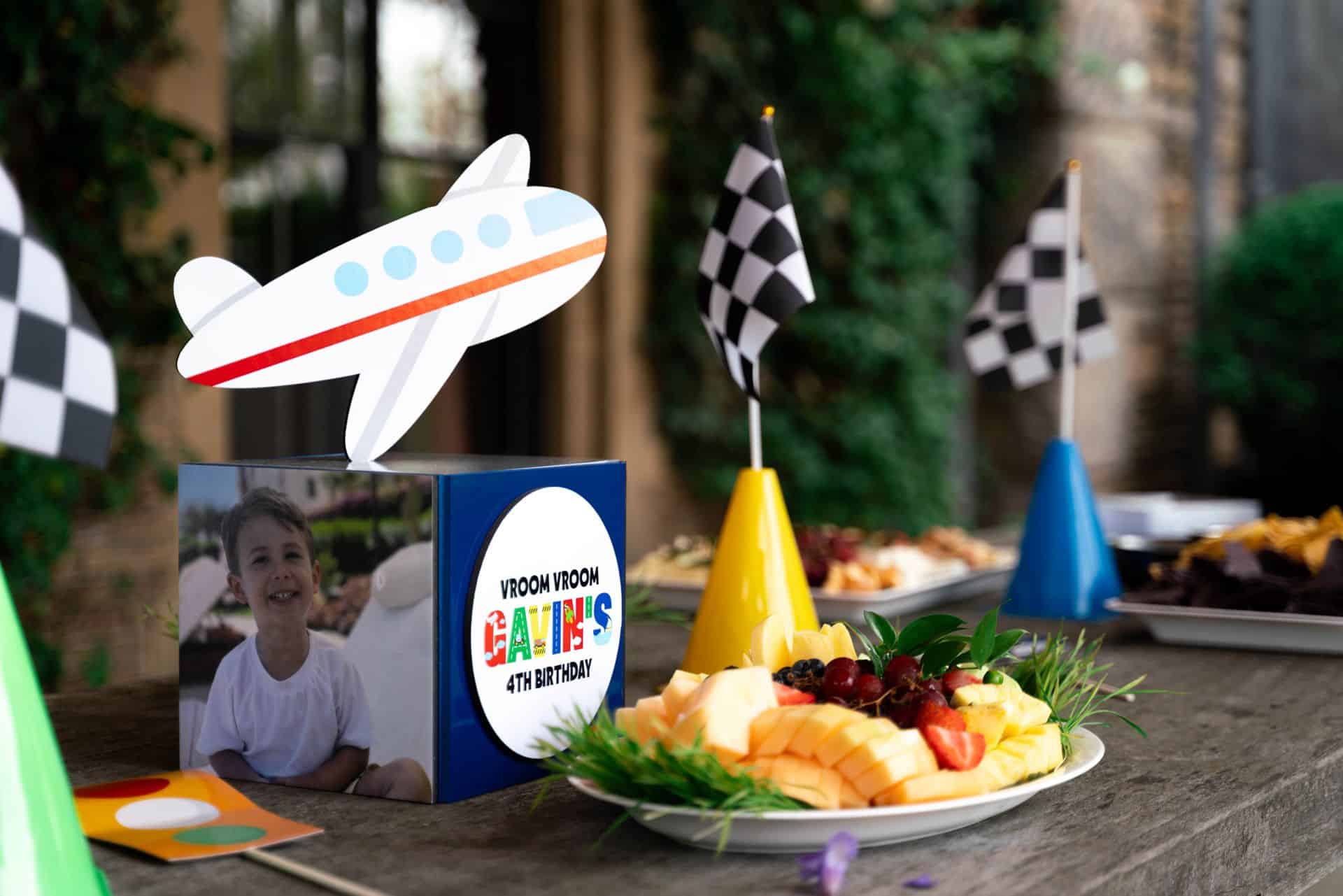 Airplane Cutout High Top Centerpiece on Photo Cube