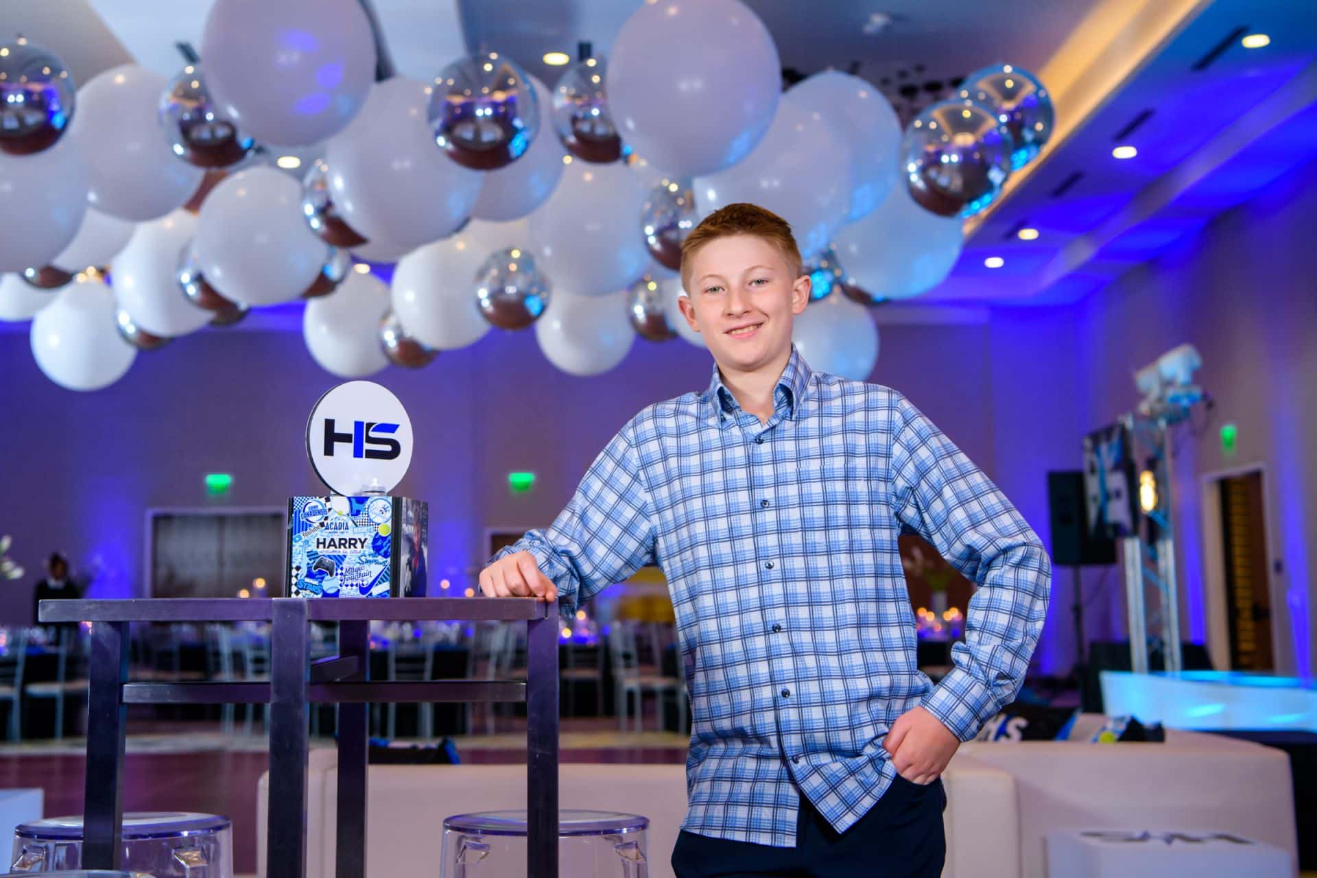Custom Mini Cube Centerpiece with Logo Topper