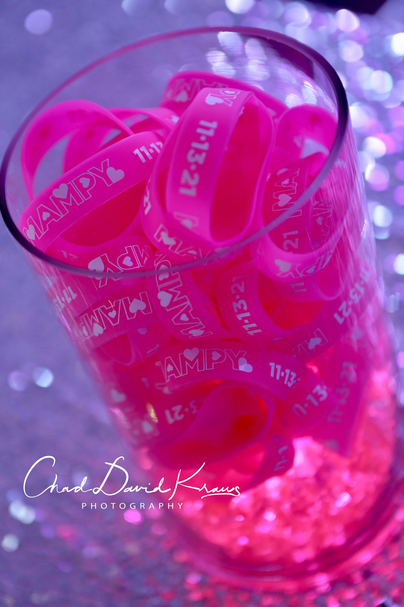 Amazing LED Centerpiece with Custom Logo Bracelets for Bat Mitzvah Longe Set Up