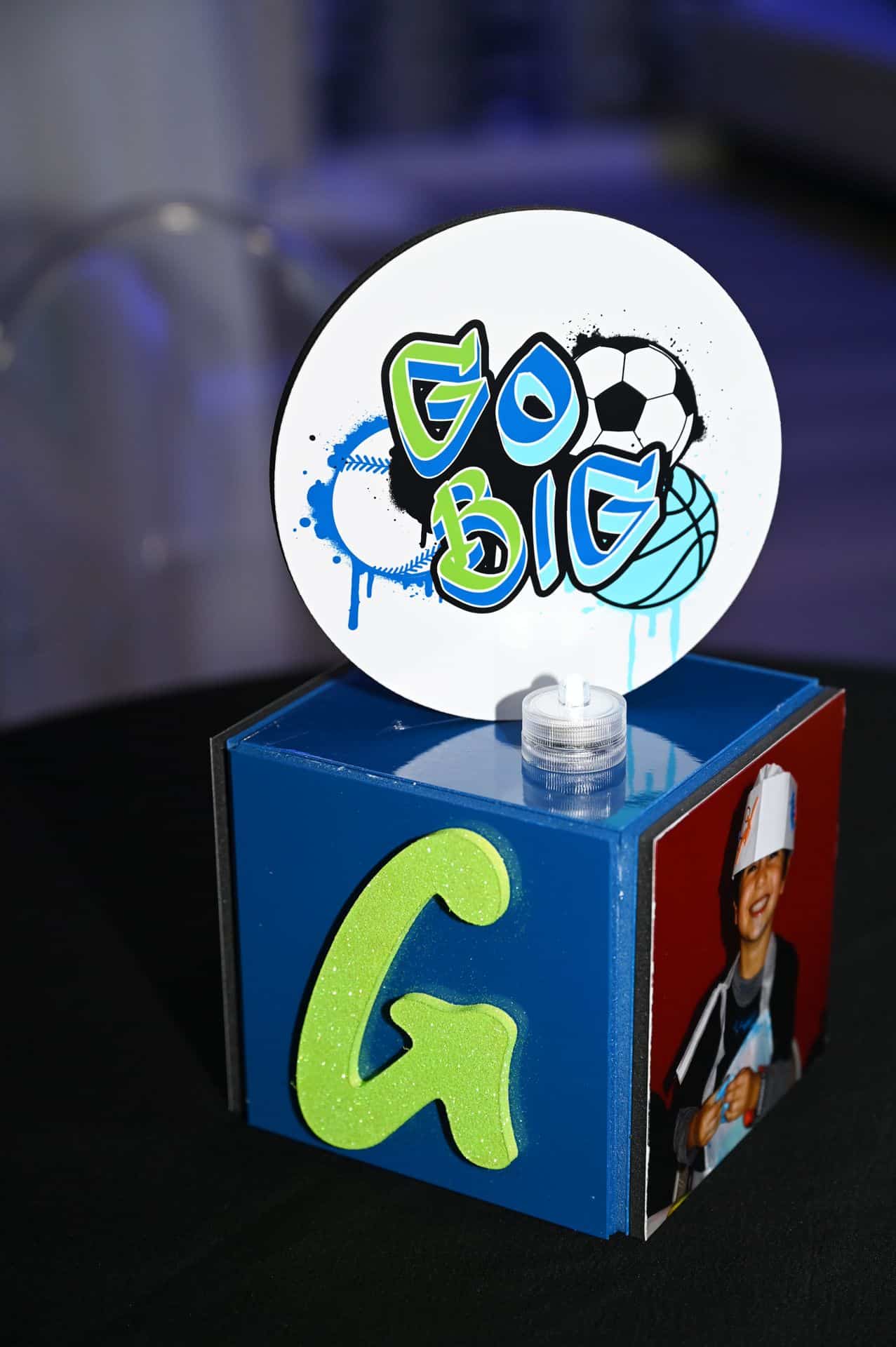 Custom Graffiti Soccer Mini Centerpiece for High Top Table