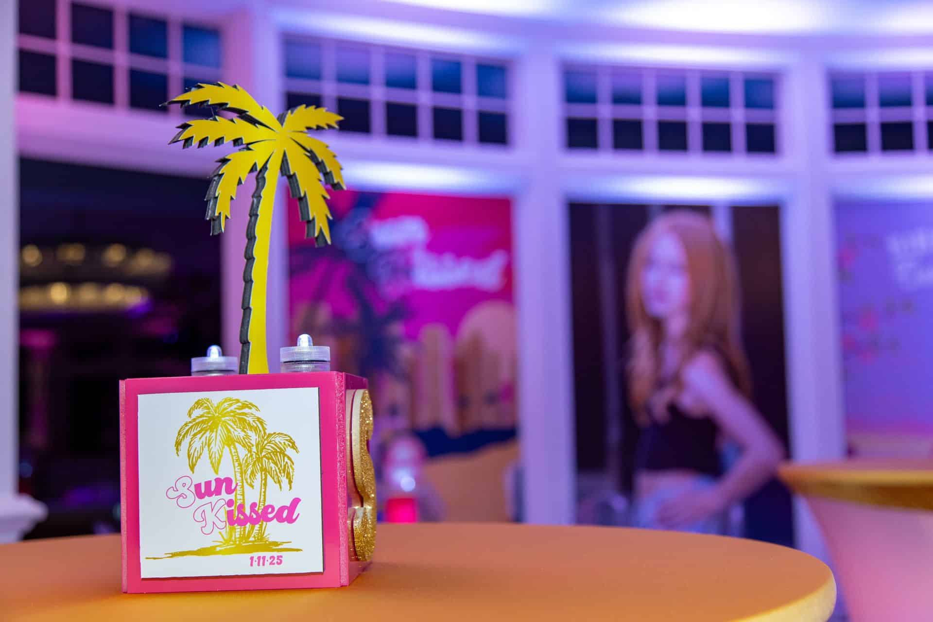 Custom Cube Palm Tree High Top Centerpiece