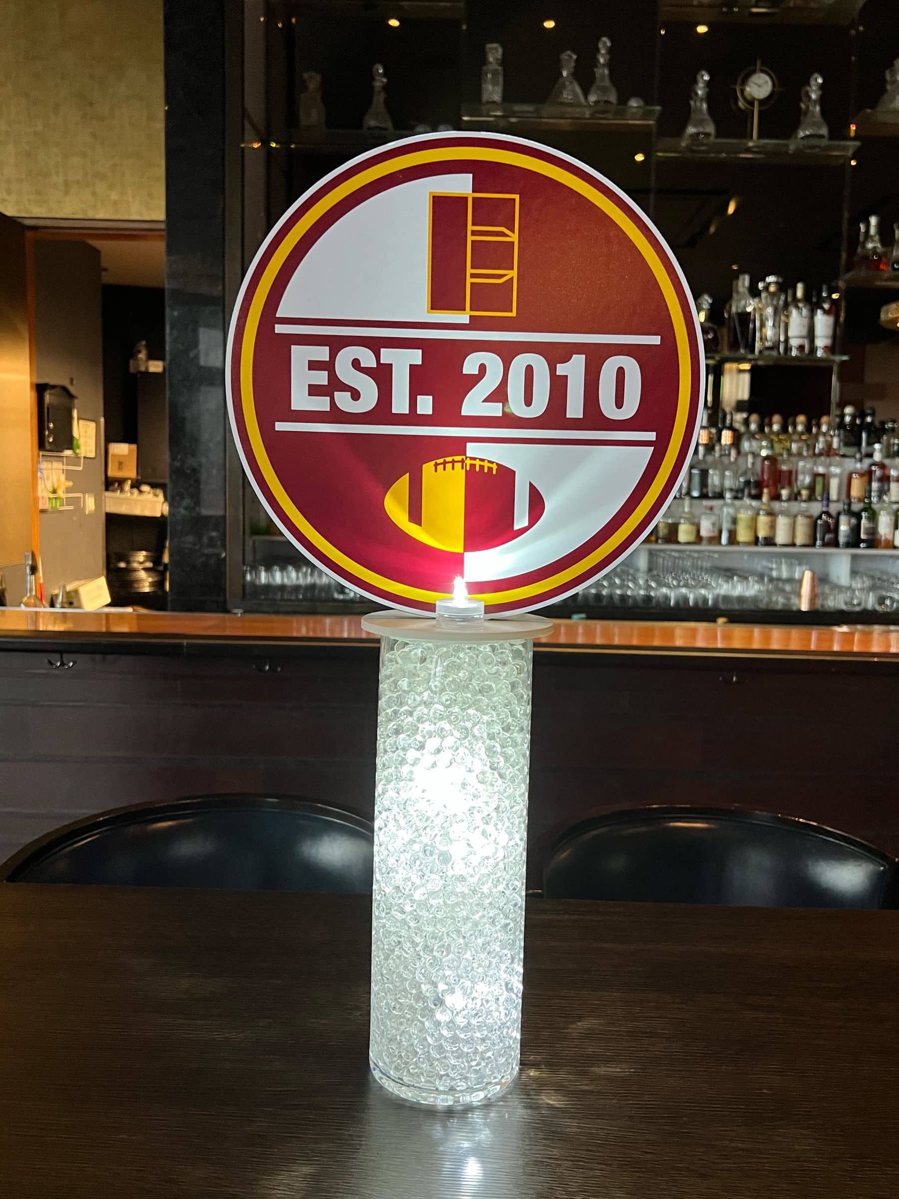 LED Logo Topper Centerpiece for Sports Themed Bar Mitzvah