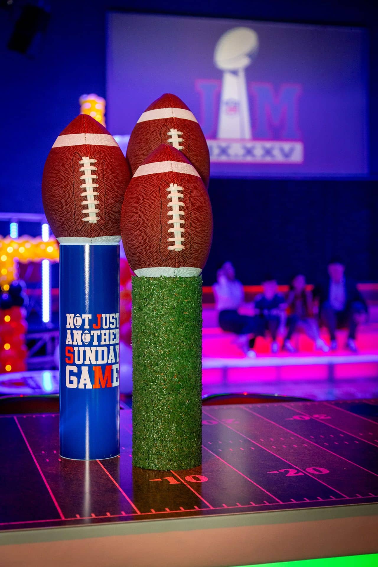 Football Theme High Top Centerpiece for Bar Mitzvah at Infinity Club