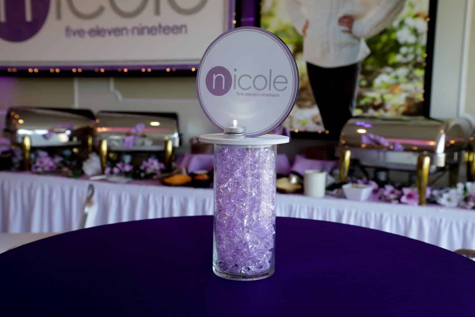Bat Mitzvah Lounge Centerpiece with LED Vase and Logo Topper