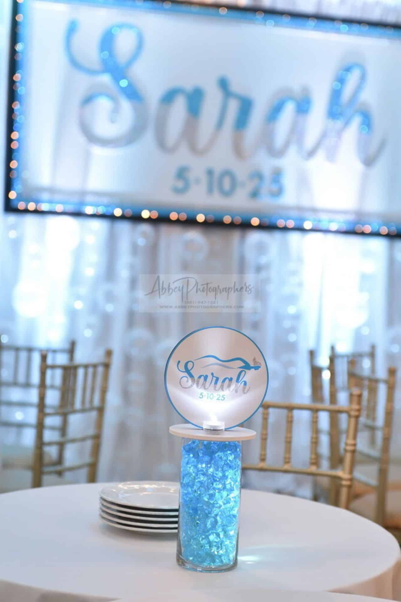 Custom Logo Swim Themed High Top Centerpiece