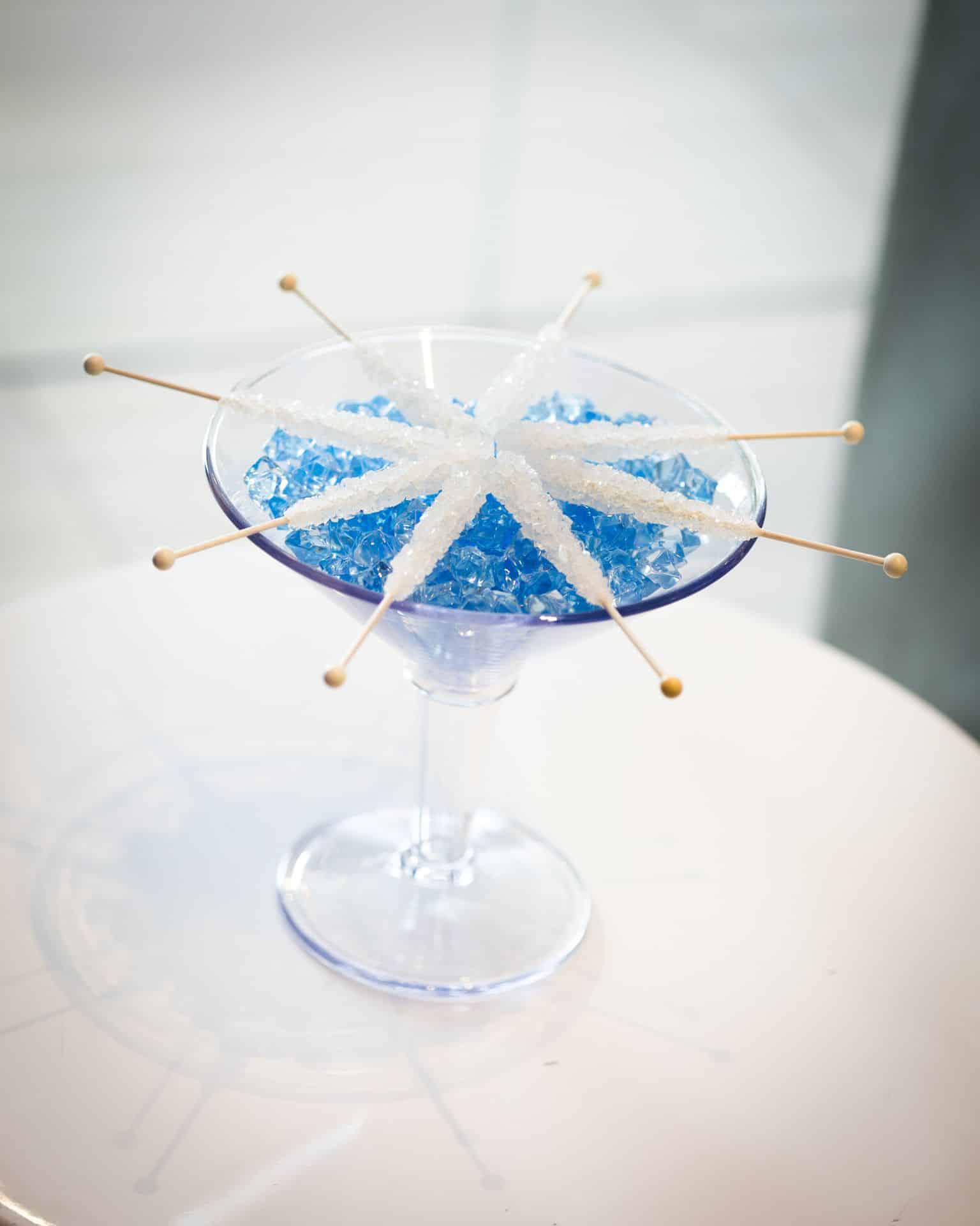 Martini Cocktail Centerpiece with Rock Candy