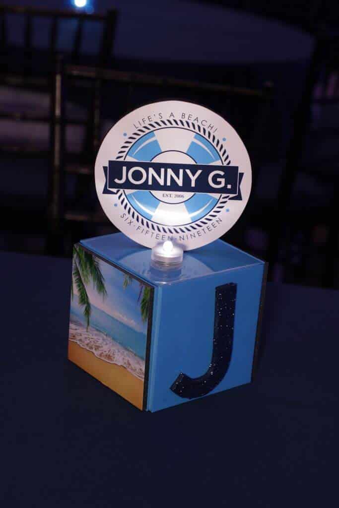Mini Cube Lounge Centerpiece for Beach Themed Bar Mitzvah