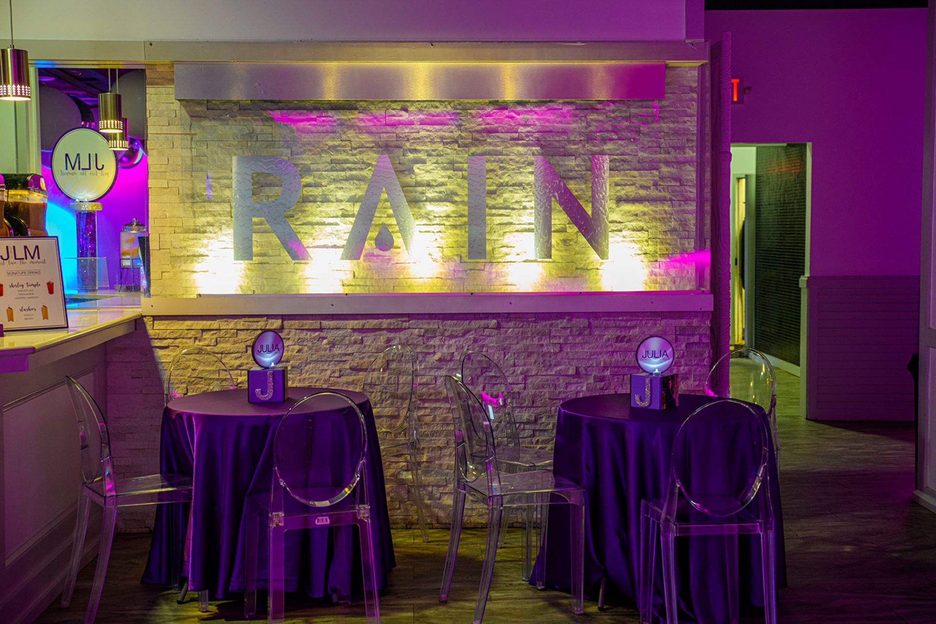 Beautiful LED Mini Photo Cube with Glitter Initial and Logo Topper for Bat Mitzvah Cocktail Centerpiece