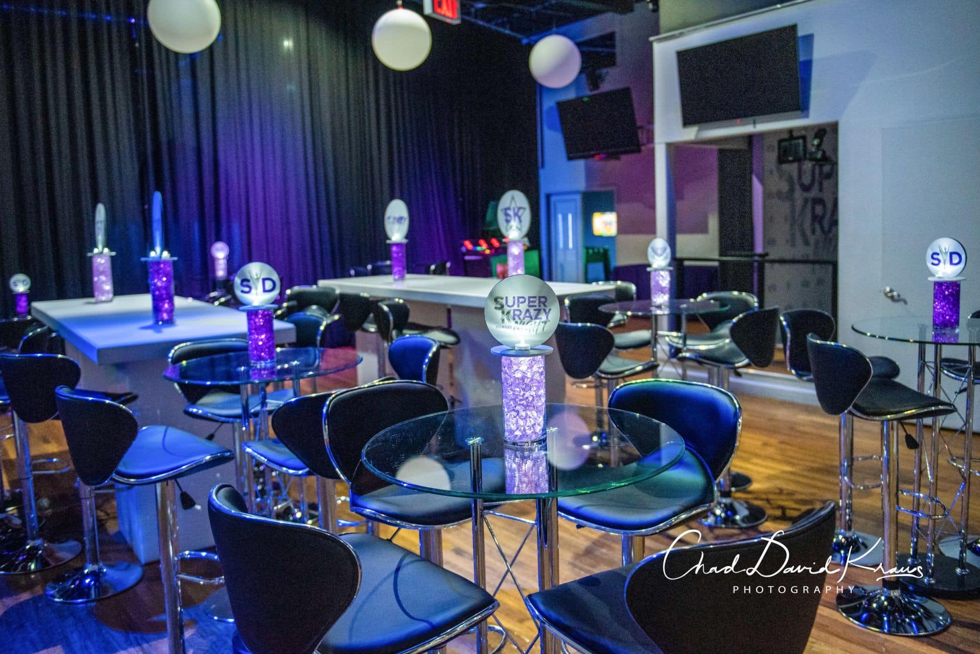 Custom LED Bat Mitzvah Logo Centerpieces at Club Infinity, Pleasantville