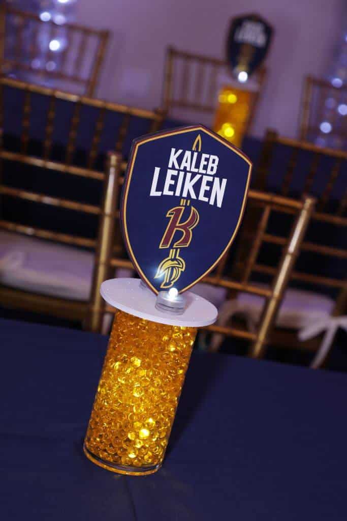 Cavaliers Themed Lounge Centerpiece with Custom Logo