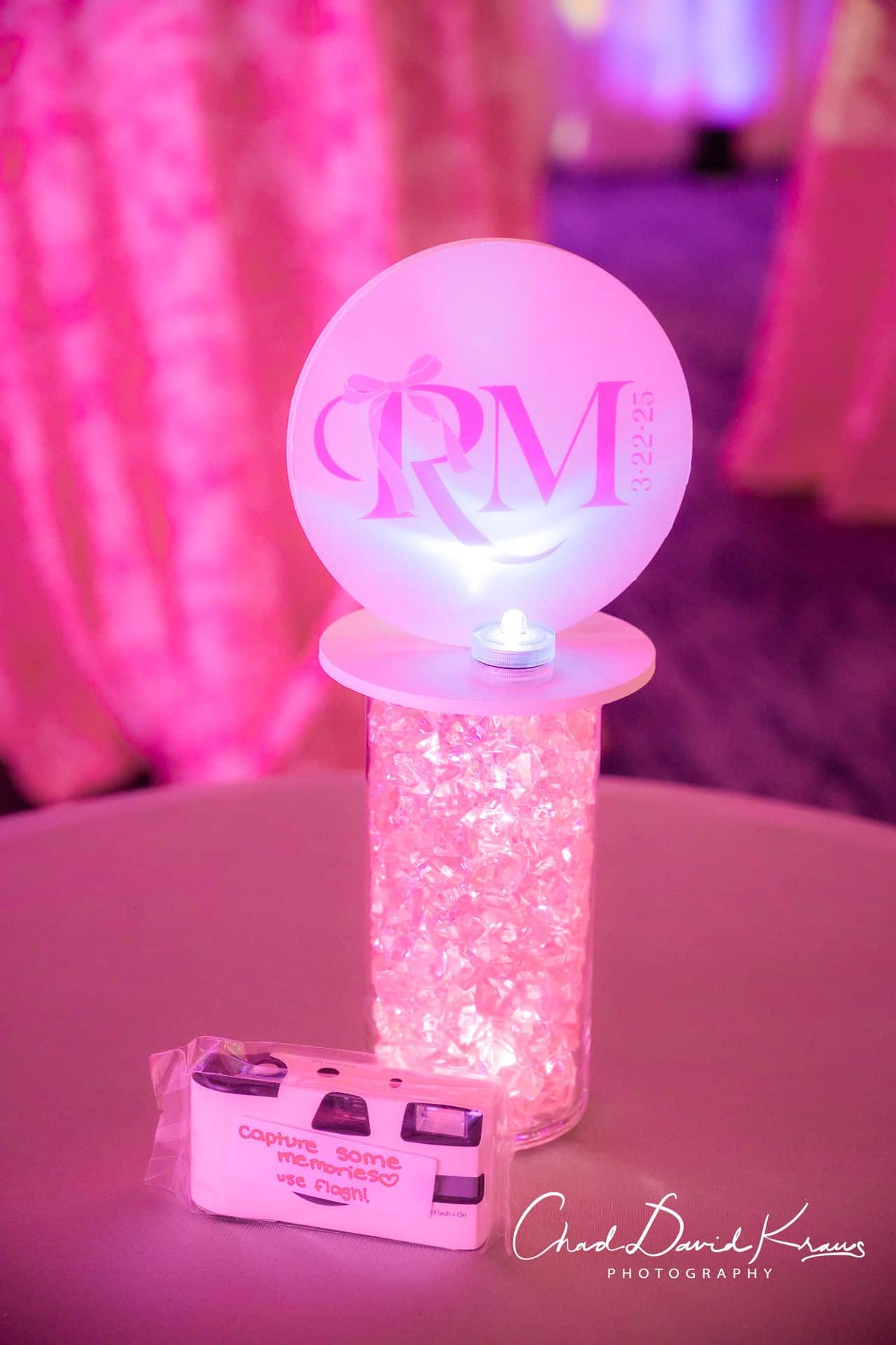 Pink Bow Logo High Top Centerpiece