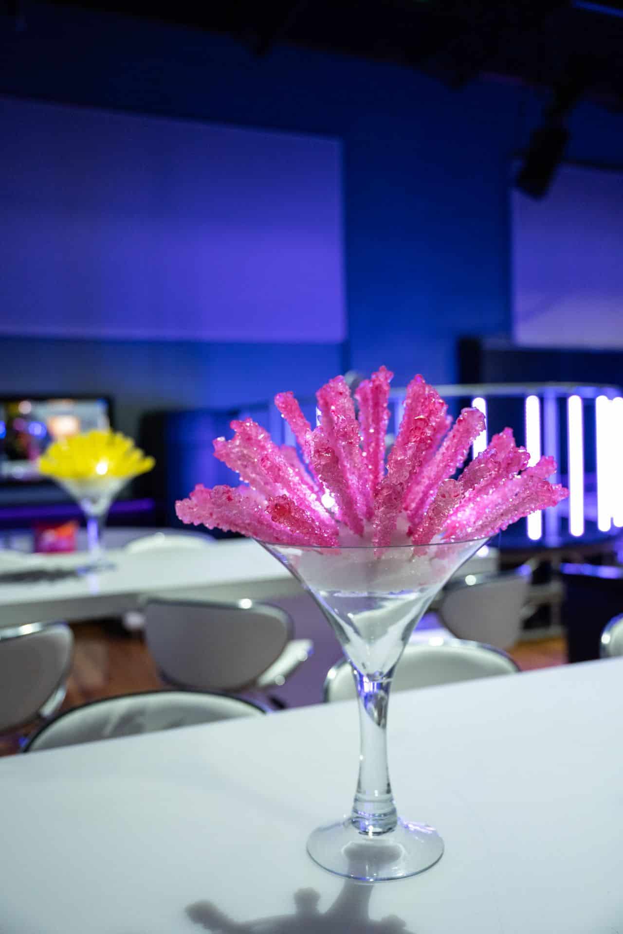 Martini Glass Rock Candy Cocktail Centerpiece