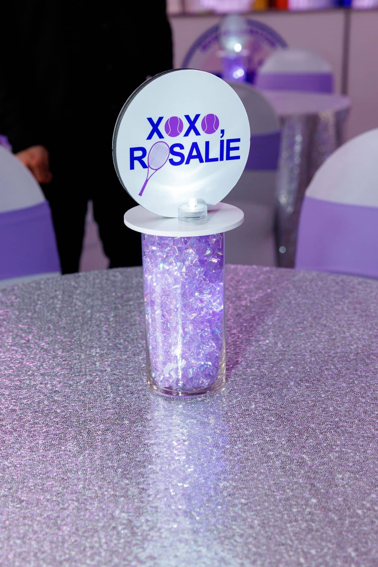 Custom Tennis Logo High Top Centerpiece