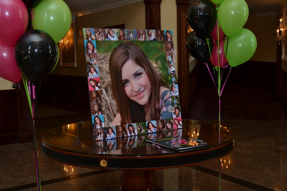 Photo Collage Poster for Seating Card Table