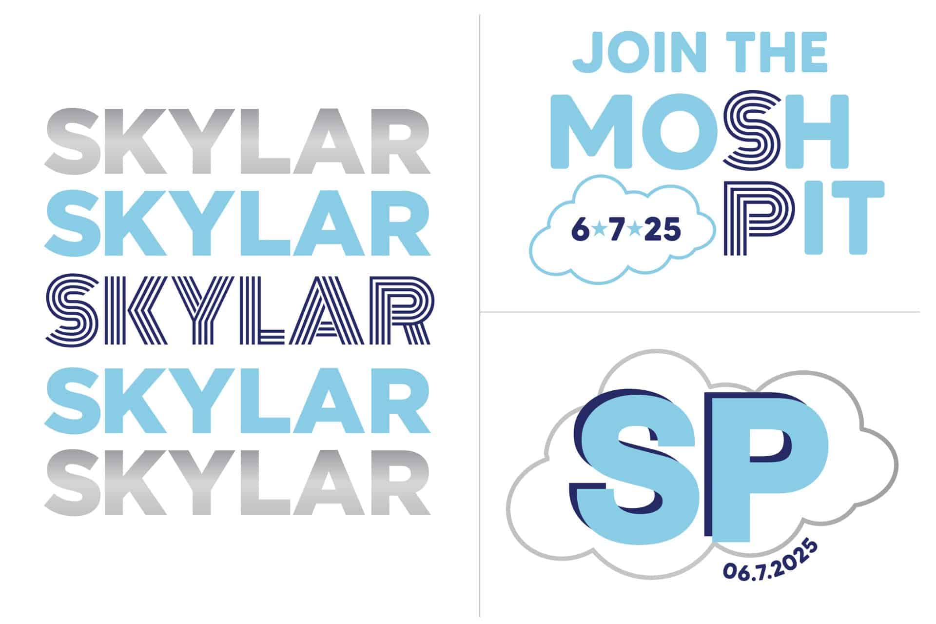 Cloud Themed Bat Mitzvah Logo Set with Slogans