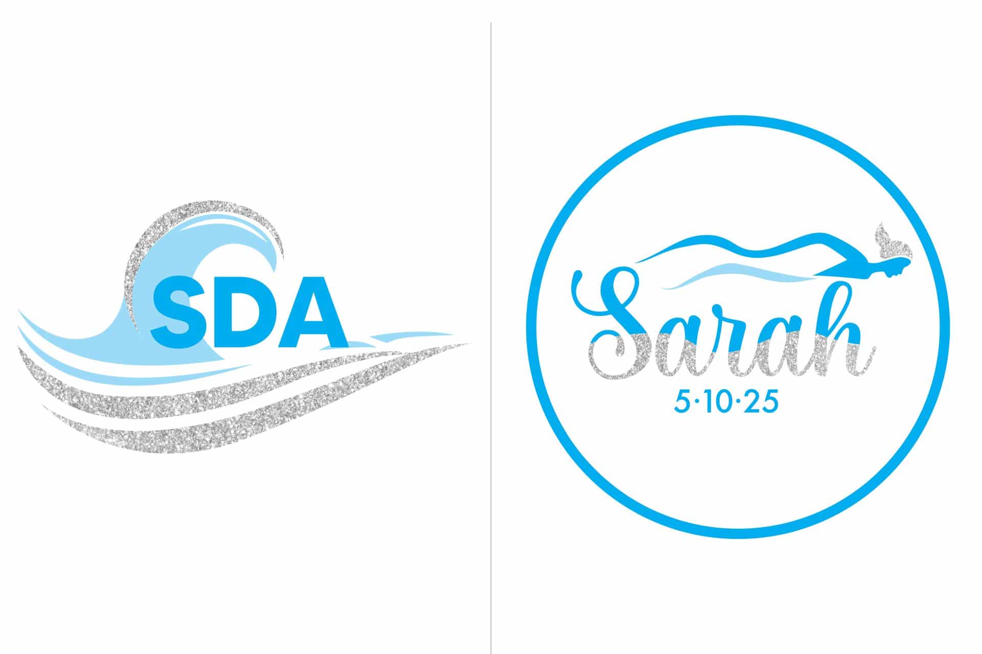 Custom Swim Waves Bat Mitzvah Logo