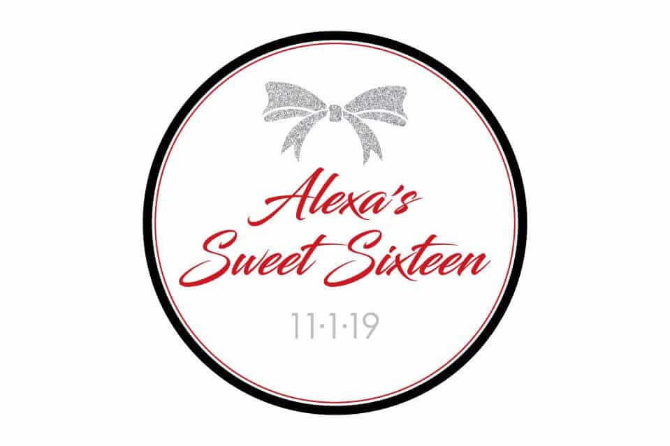 Glitter Bow Sweet Sixteen Logo