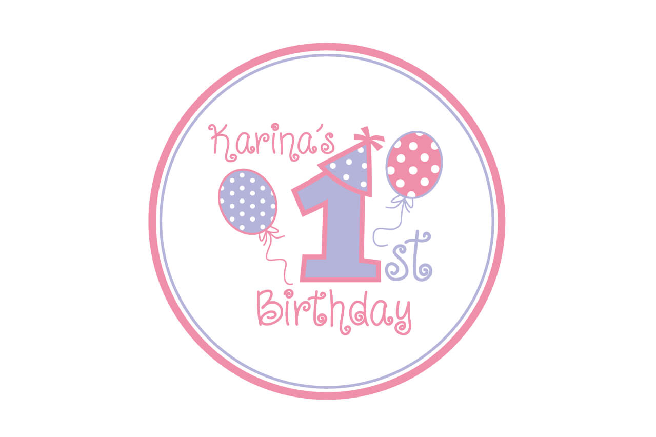 First Birthday Logo with Polka Dots