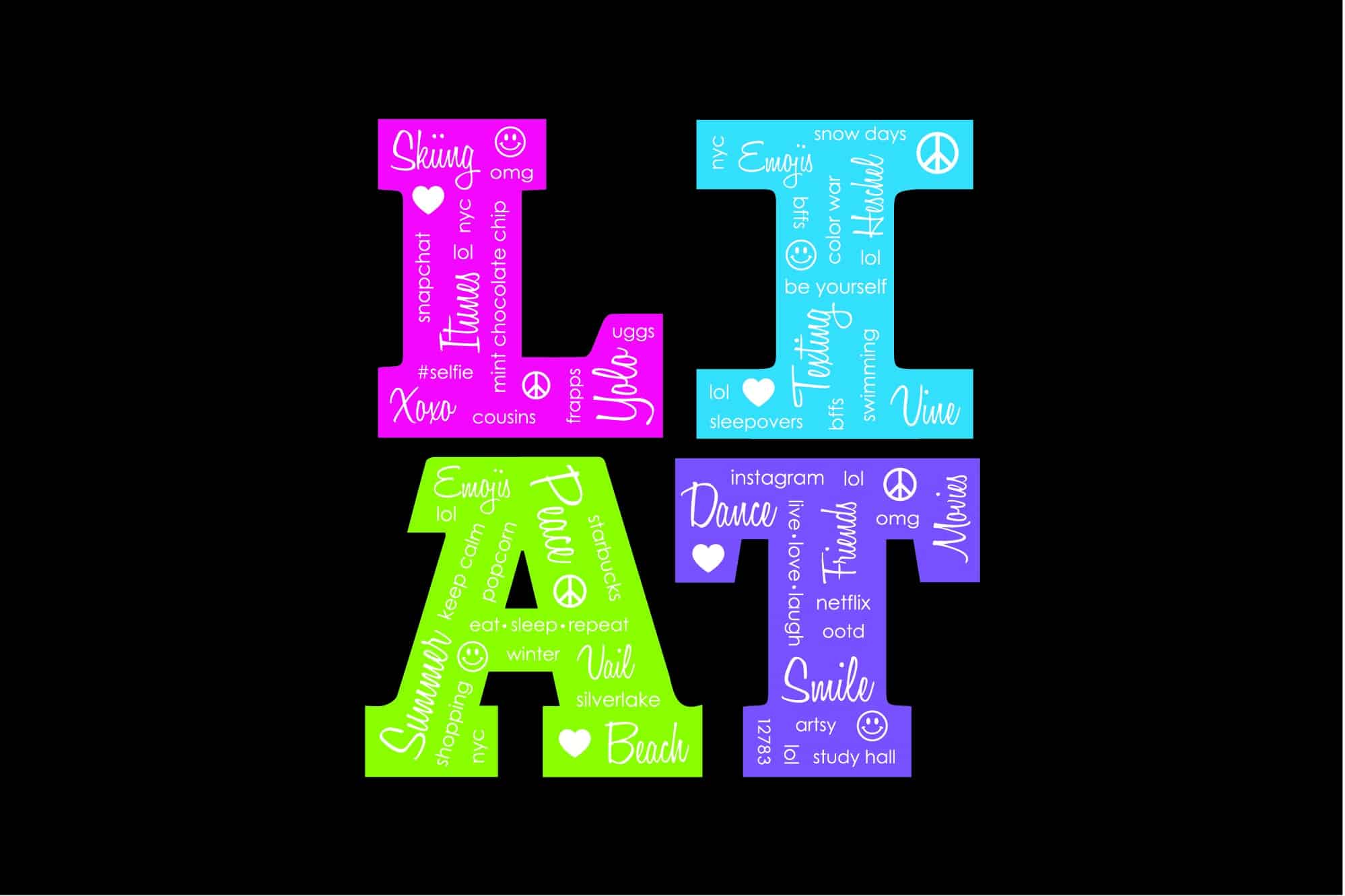 Colorful Bat Mitzvah Name Logo